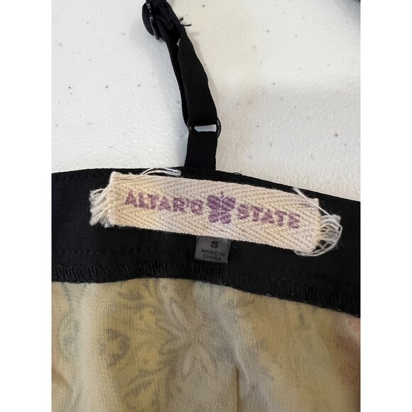 Altar'd State Women's Spaghetti Strap Yellow Red Black Print Mini Dress Size S - Picture 5 of 12